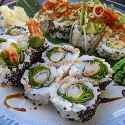 Various selections of sushi on a plate