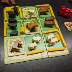 A close up of the board game Agricola