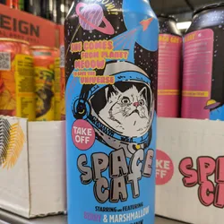 An energy drink called Space Cat showing a cat within an astronaut helmet